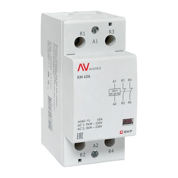 Контактор модульный КМ 40А 2NC 230В АС (2 мод.) AVERES