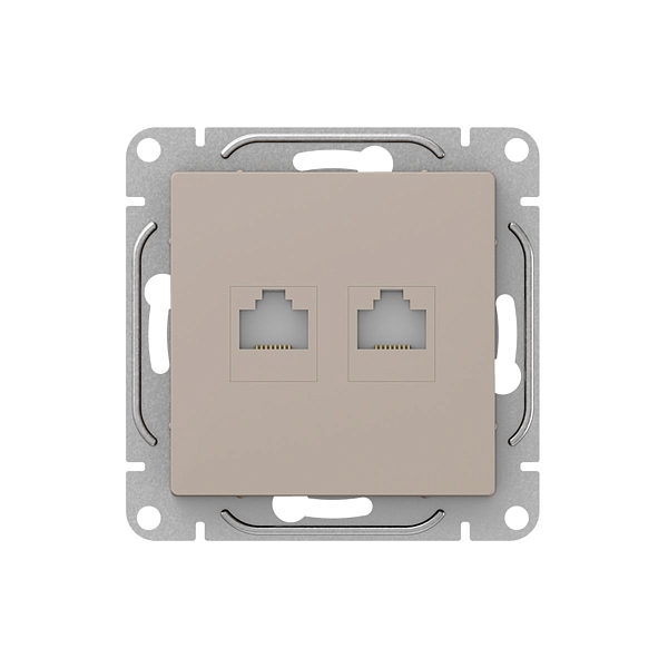 Механизм розетки RJ45 - 2шт, (cat6), кремовый Эпика