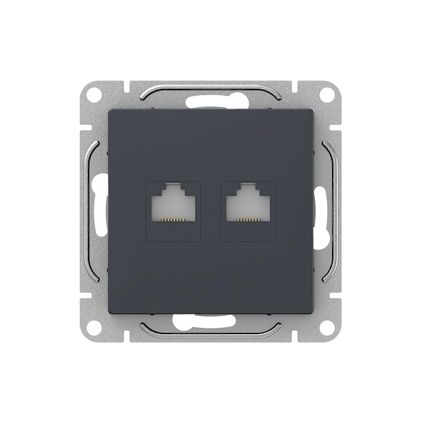 Механизм розетки RJ45 - 2шт, (cat6), графит Эпика