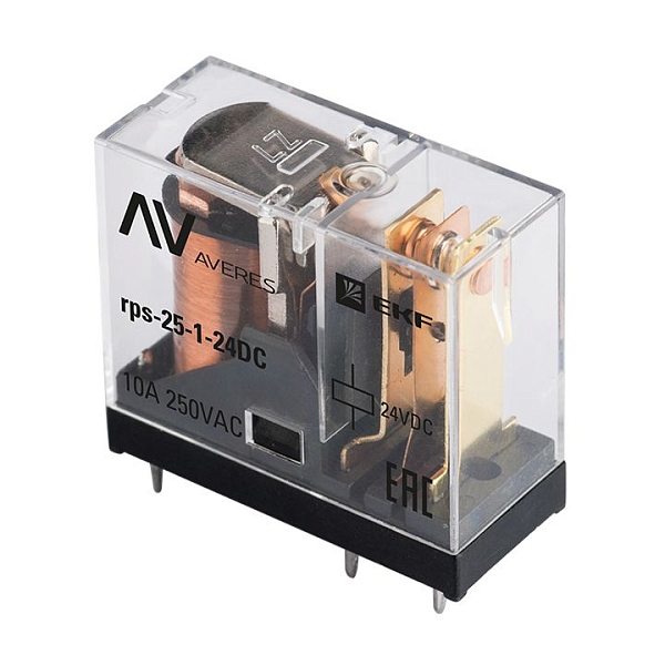 Реле промежуточное РП slim 25/1 10A 24В DC EKF AVERES rps-2…