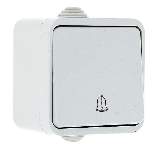 Прага Кнопка звонка 1-клавишная 10А IP44 белая