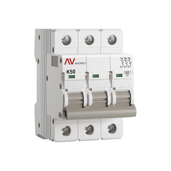 Выключатель автоматический AV-6 3P 50A (K) 6kA EKF AVERES m…