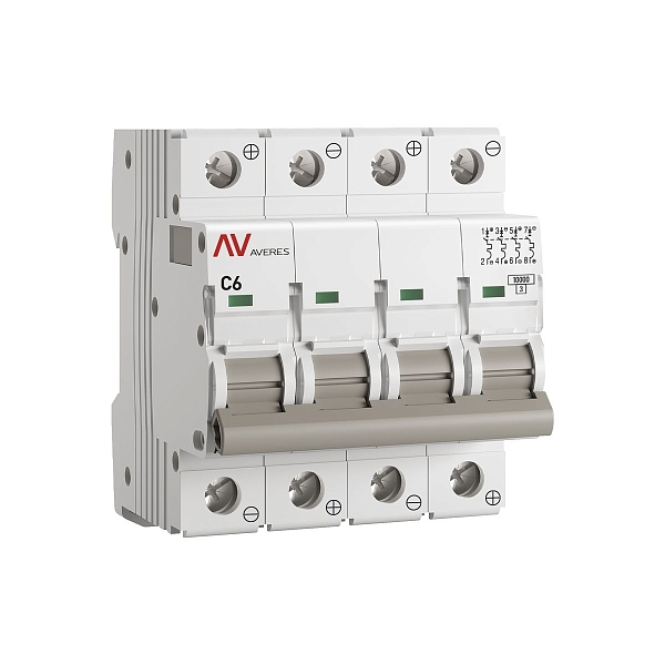 Выключатель автоматический AV-10 DC 4P 6A (C) 10kA EKF AVER…