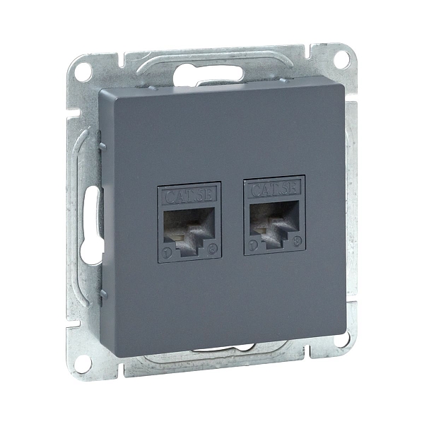 Механизм розетки RJ45 - 2шт, (cat5), графит Эпика