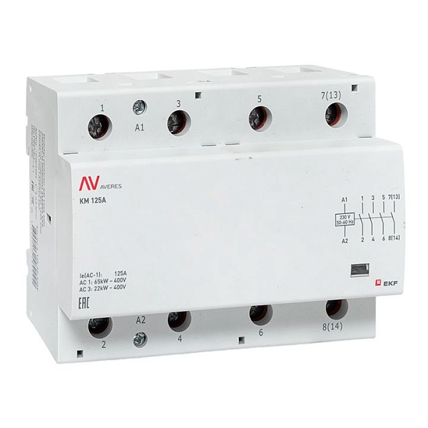 Контактор модульный КМ 125А 4NO 230В АС (6 мод.) AVERES