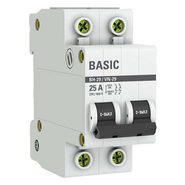 Выключатель нагрузки ВН-29 2P 25А BASIC SL29-2-25-bas