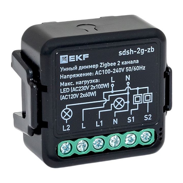 Умный диммер в подрозетник 2-канальный Zigbee EKF Connect S…