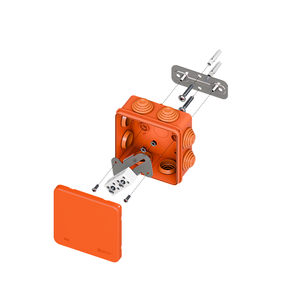Коробка огнестойкая E45 85x85x40мм с клеммниками 4 полюса 0…