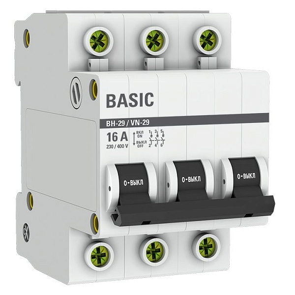 Выключатель нагрузки ВН-29 3P 16А BASIC SL29-3-16-bas