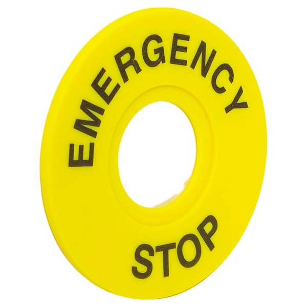 Табличка для кнопок 22 мм "EMERGENCY STOP"