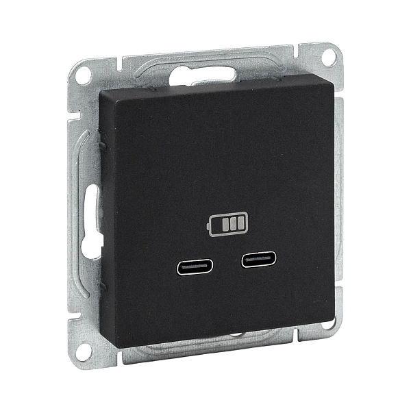 Механизм розетки USB-C - 2шт, чёрный Эпика