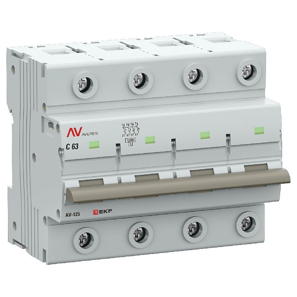 Выключатель автоматический AV-125 4P 63A (D) 10kA EKF AVERE…