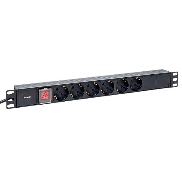 Блок розеток PDU TERACOM 19" 1U 16А/250В 6 розеток Schuko с…