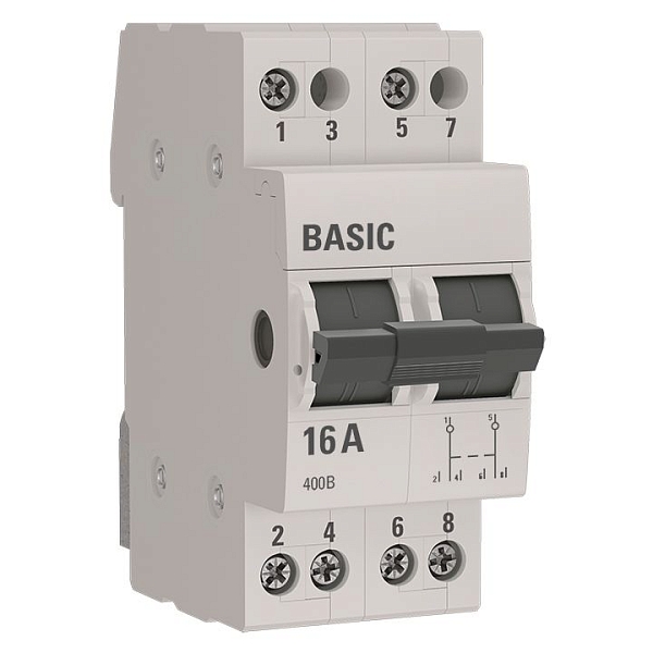 Трехпозиционный переключатель 2P 16А Basic tps-2-16
