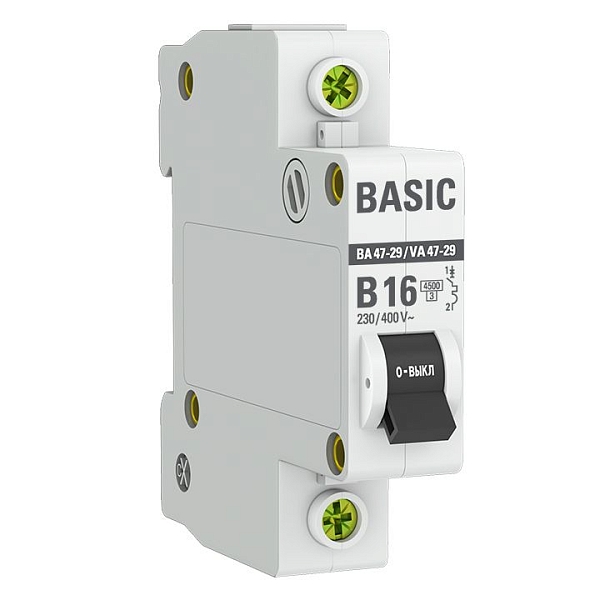Автоматический выключатель ВА 47-29 1P 16А (B) 4,5кА BASIC …