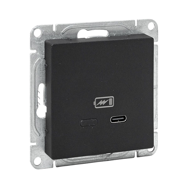 Механизм розетки USB-С, быстрая, чёрная Эпика