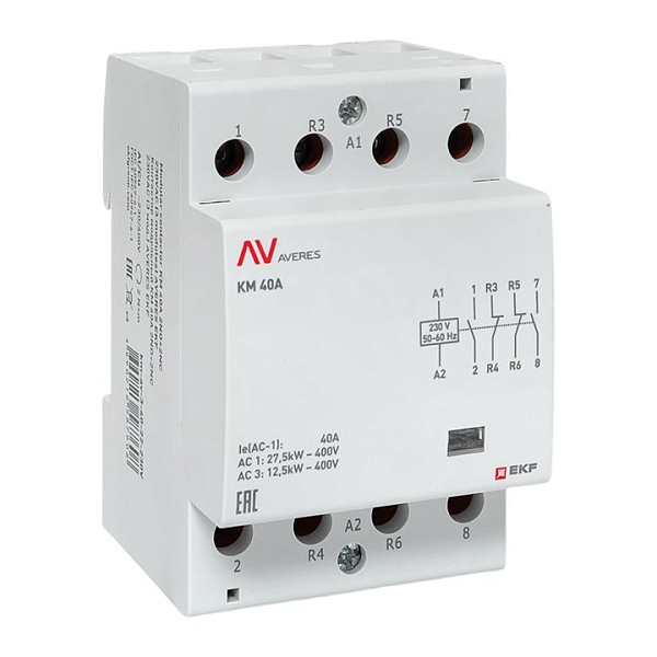 Контактор модульный КМ 40А 2NO+2NC 230В АС (3 мод.) AVERES